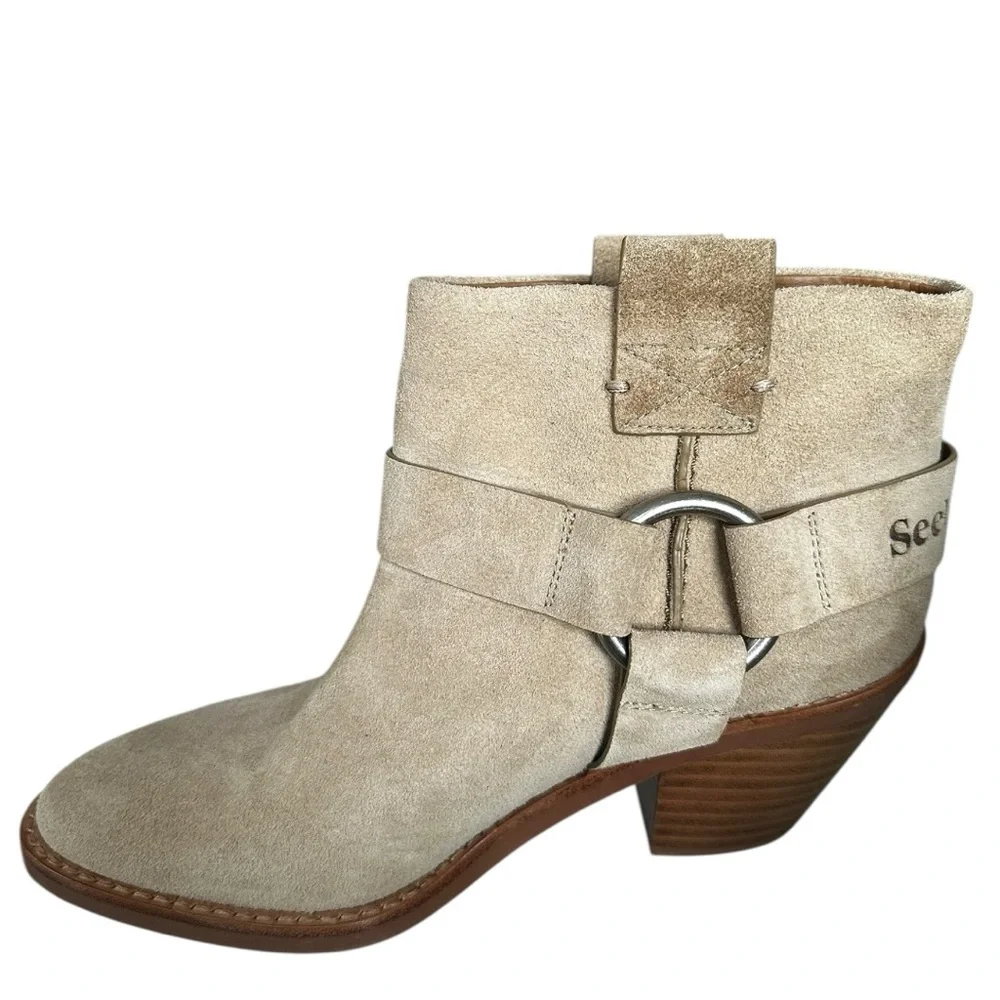 SEE BY CHLOE Tan Suede Ankle Boots WOMENS 39 NWOB‎